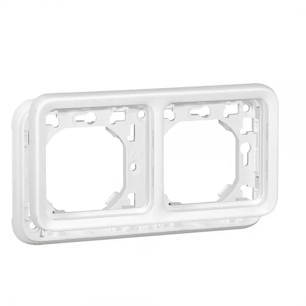 legrand-support plaque 2 postes horiz plexo composable ip55 - blanc artic antimicrobien (070794)