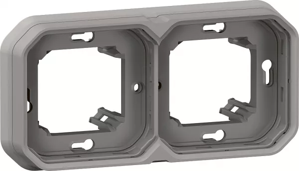 legrand-support plaque encastr� 2 postes montage horizontal/vertical plexo gris (069683l)
