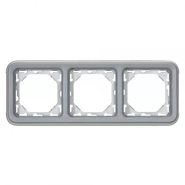 legrand-support plaque �tanche 3 postes horizontaux plexo composable ip55 - gris (069687)