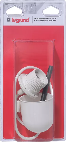 legrand-suspension douille dcl 1 douille e27 et 1 c�ble blanc long.60cm avec fiche dcl (091137)