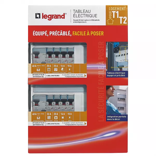 legrand-tableau �lectrique �quip� drivia - sp�cial pour logement t1 ou t2 (093055)