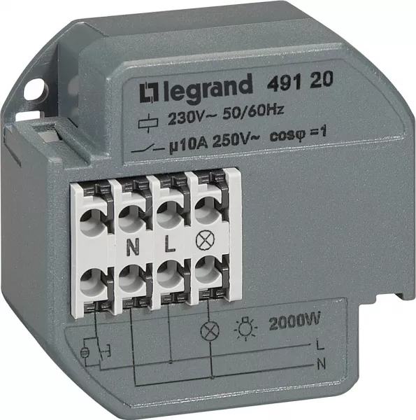 legrand-t�l�rupteur unipolaire 10ax 230v~ 50hz � 60hz intensit� maximum accept�e 50ma (049120)