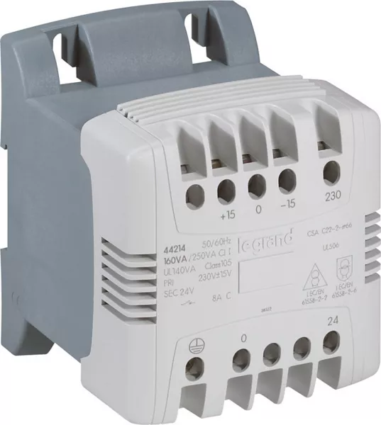 legrand-transformateur commande et s�curit� � � vis prim 230v � 400v et sec 24v~ 63va (044212)