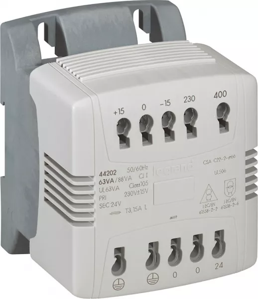 legrand-transformateur de commande et s�curit� automatique -prim 230-400v/sec 230v -40va (044251)