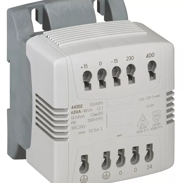 legrand-transformateur de commande et s�curit� automatique -prim 230-400v/sec 24v -63va (044202)