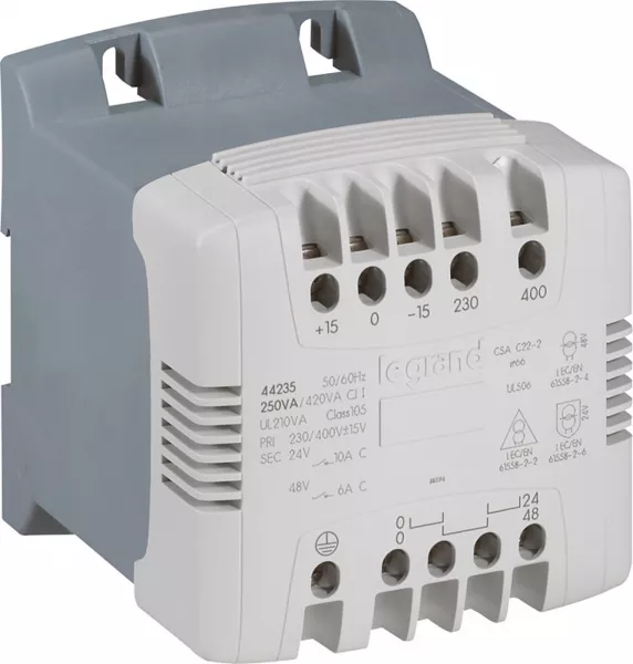 legrand-transformateur de commande et s�paration � vis -prim 230/400v/sec 115/230v-250va (044265)