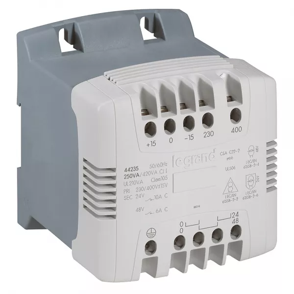 legrand-transformateur monophas� 230v � 400v sortie 12v � 24v - 63va (044222)