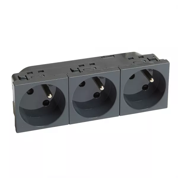 legrand-triple prise 2p+t � 45� pr�c�bl�es ik07 mosaic - bornes auto - anthracite - 6mod (079163)