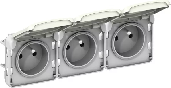 legrand-triple prise 2p+t pr�c�bl�es horizontale plexo composable ip55 16a 250v -blanc (069644)