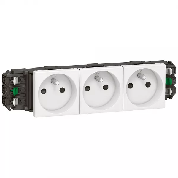 legrand-triple prise de courant 2p+t mosaic 6 modules pour goulottes monobloc - blanc (077303)
