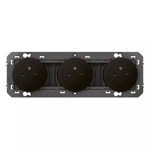 legrand-triple prise de courant 2p+t surface dooxie 16a pr�c�bl�es - noir (600533)
