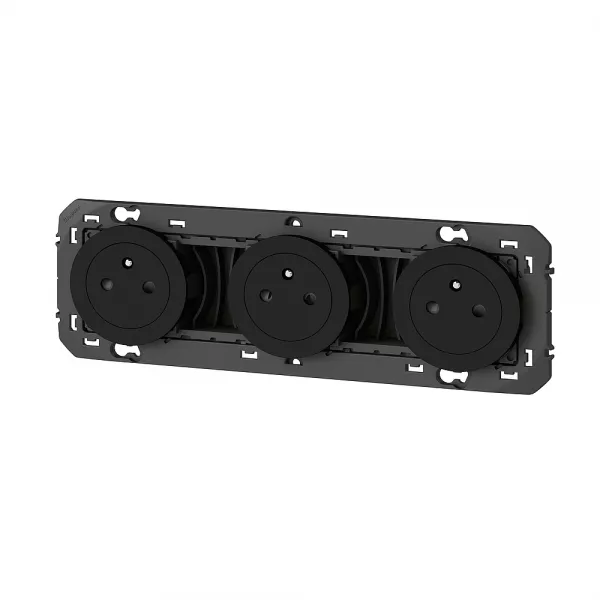 legrand-triple prise de courant 2p+t surface dooxie 16a pr�c�bl�es noir - sachet (095279)