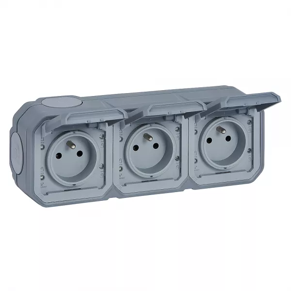 legrand-triple prise de courant pr�c�bl�e plexo - complet gris (069763l)
