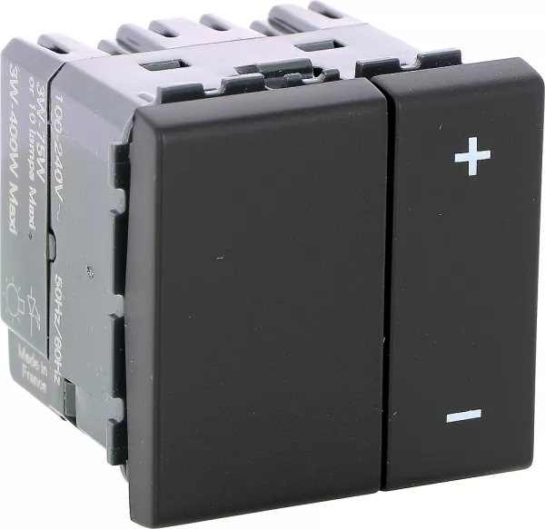 legrand-variateur mosaic sans neutre 400w toutes lampes 2 modules - noir mat (079107l)