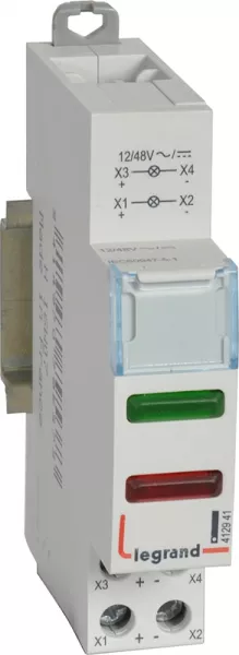 legrand-voyant � led cx� double 12v~ � 48v~ ou 12v= � 48v= - vert et rouge - 1 module (412941)