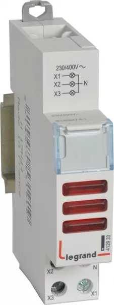 legrand-voyant � led cx� triple 230v~ � 400v~ - rouge - 1 module (412933)