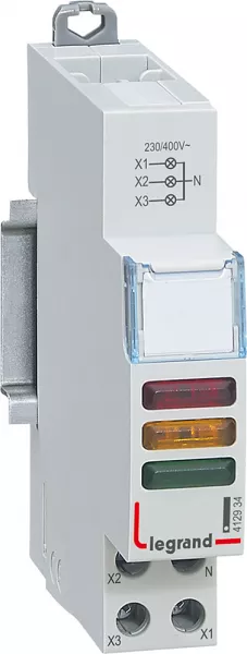 legrand-voyant � led cx� triple 230v~ � 400v~ - rouge et jaune et vert - 1 module (412934)