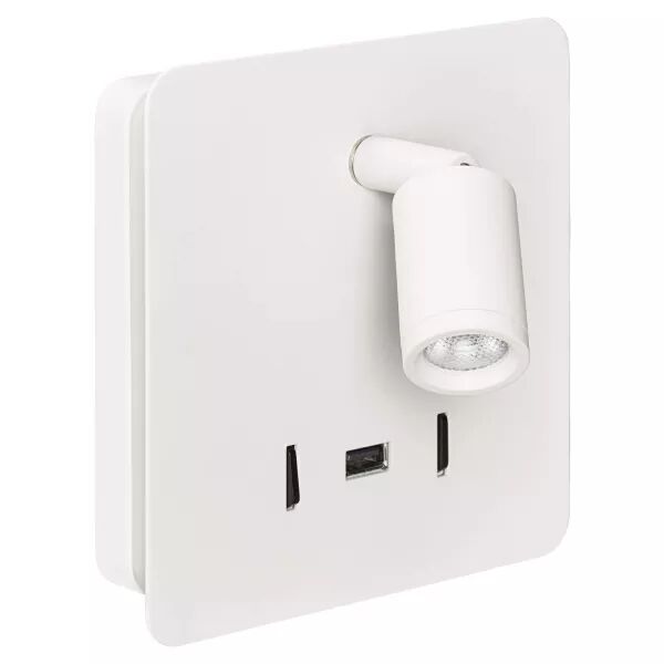 LIZEO - Liseuse LED 3000K 40000H, avec �clairage d\'ambiance et prise USB, blanc (50868)