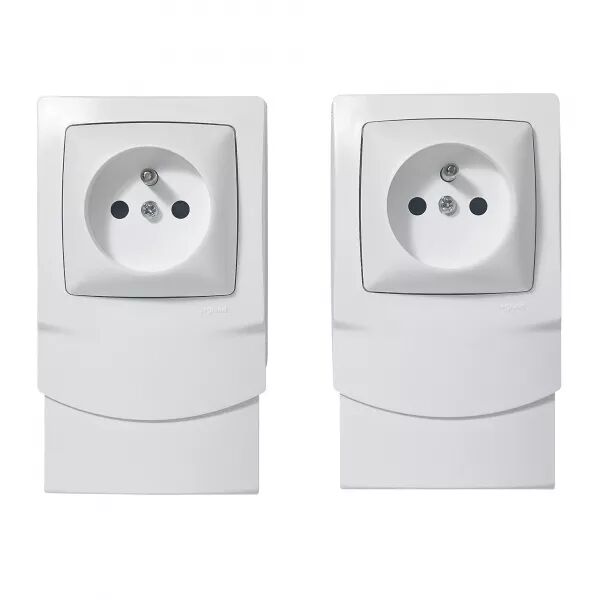 LOT DE 2 CADRES SAILLIE AVEC PRISE DE COURANT POUR MOULURES 12,5MM - BLANC