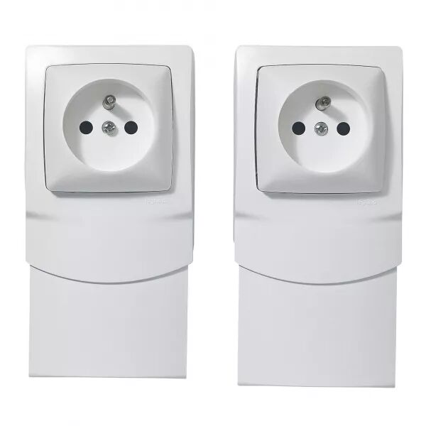 LOT DE 2 CADRES SAILLIE AVEC PRISE DE COURANT POUR MOULURES 16MM - BLANC