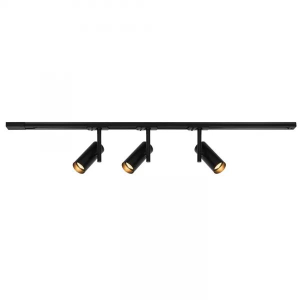 LUMINAIRE SUR RAIL - JEROME 3-KIT + 1M RAIL - ALUMINIUM - NOIR - GU10