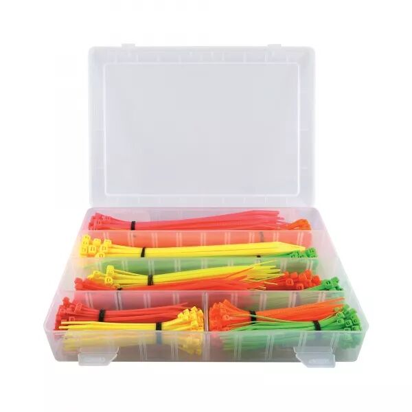 MALLETTE D\'ASSORTIMENT DE 400 SERRE-C�BLES FLUO