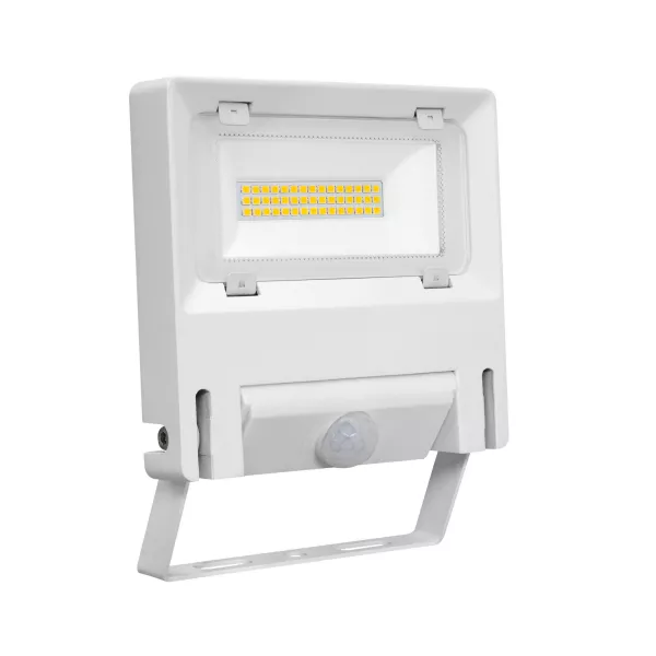 MICHELLE - Proj. Ext. IP65 IK08 blanc 110� LED int�g. 30W 4000K + d�tecteur PIR (51273)