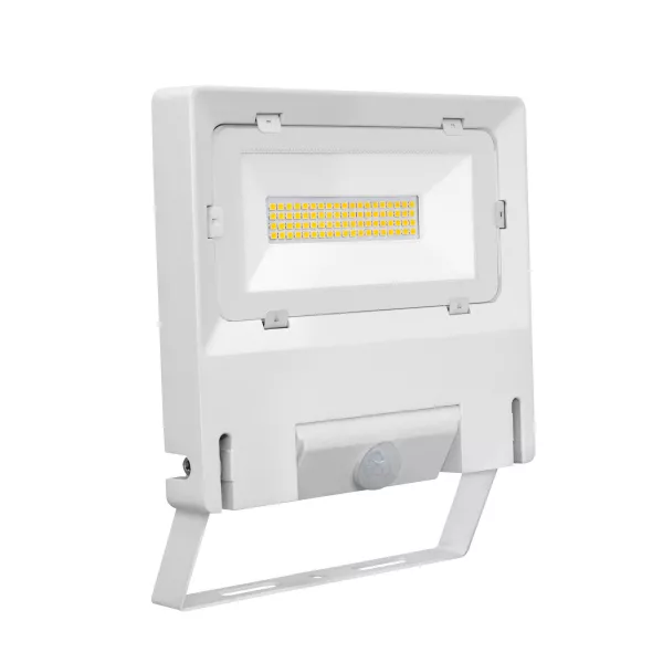 MICHELLE - Proj. Ext. IP65 IK08 blanc 110� LED int�g. 50W 4000K + d�tecteur PIR (51274)