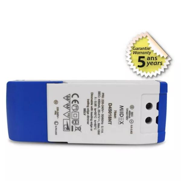 MIIDEX - ALIM 20-41V DIM DC 18W 450MA IP20 5ANS (75441)