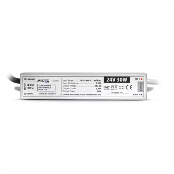 MIIDEX - ALIM 24V DC LUMINEUX 30W IP67 5ANS (100466)