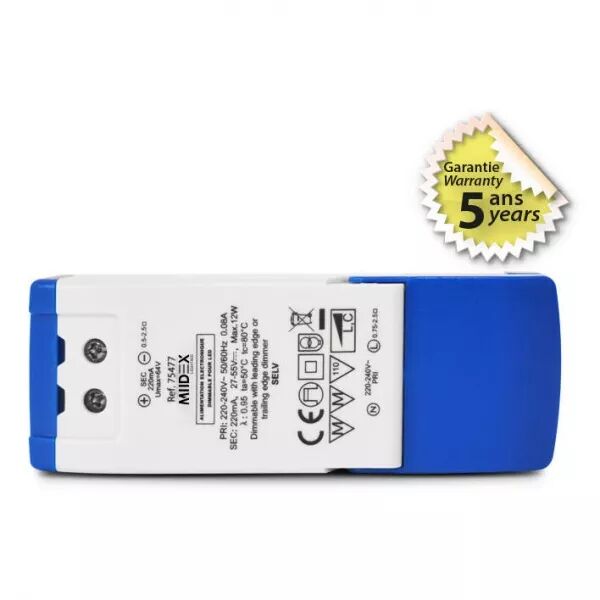 MIIDEX - ALIM 27-55V DIM COUPURE DE PHASE 12W 220MA IP20 5ANS (75477)