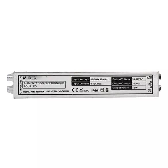 MIIDEX - ALIM LED 20-52VDC LUMINEUX 18W IP66 (7532)