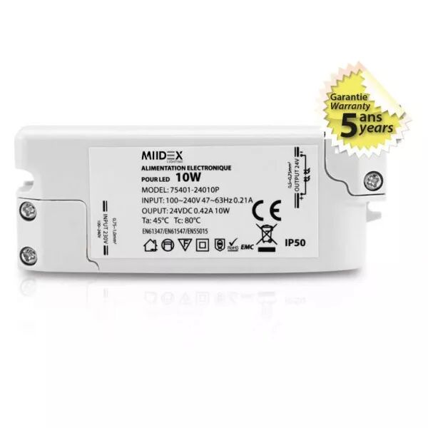 MIIDEX - ALIM LED 24V DC 0.85A 10W IP50 (75401)