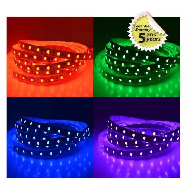 MIIDEX - BANDEAU COULEURS + 4000K 5M 60LED 18W/M IP20 24V BOITE 5ANS (751691)