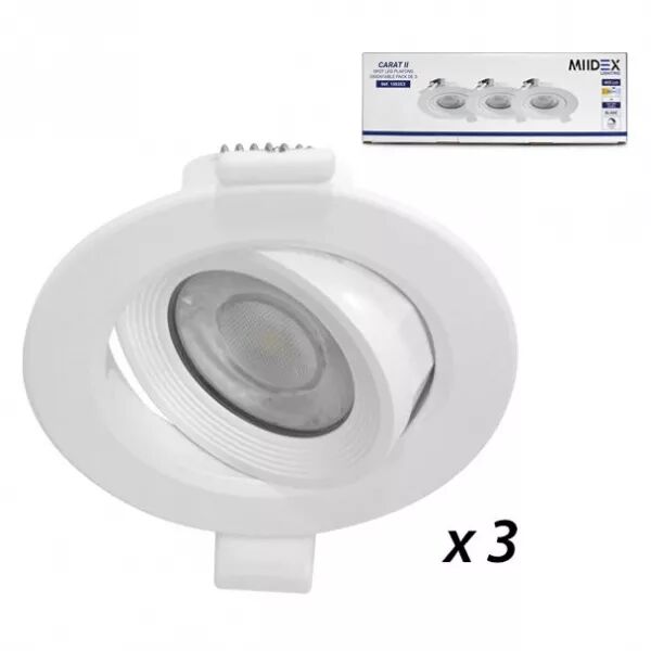 MIIDEX - CARAT II SPOT DIAM 90MM BLC 5W 4000K DIM + CONNECT PACK DE 3 (100353)
