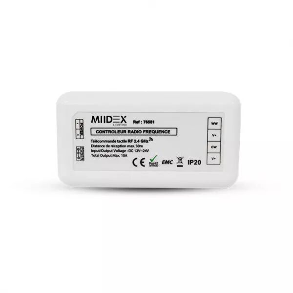 MIIDEX - CONTROLEUR RADIO FREQUENCE 4 ZONES BLC CCT 12-24V DC (76551)