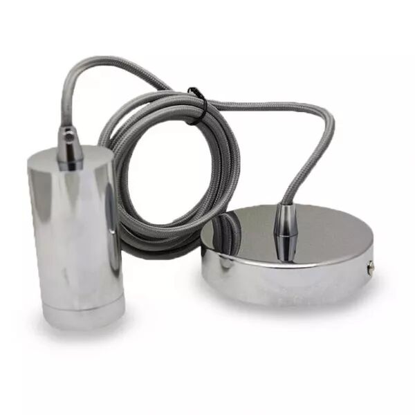 MIIDEX - DOUILLE E27 METAL CYLINDRE CHROME + CABLE 2 M (5031)
