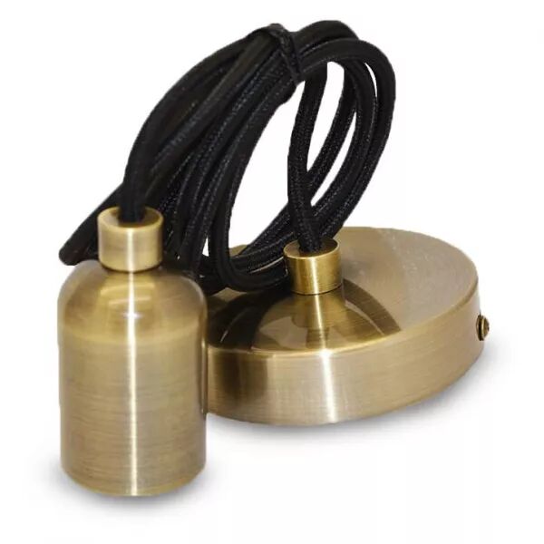 MIIDEX - DOUILLE E27 METAL CYLINDRE ROND BRONZE + CABLE 2 M (5014)
