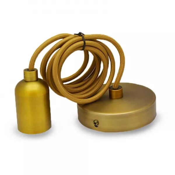 MIIDEX - DOUILLE E27 METAL CYLINDRE ROND MAT MARRON BRONZE + CABLE 2 M (5013)