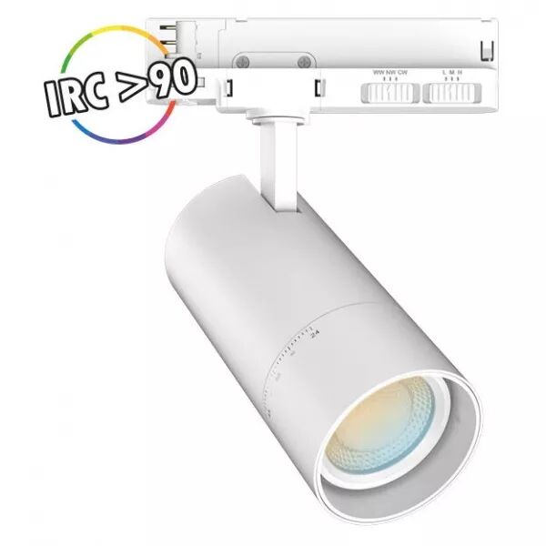 MIIDEX - FOCUS SLIM II SPOT SUR RAIL BLC 20W/15W/10W 3CCT IP20 ANGLE AJUS 3ANS (100393)