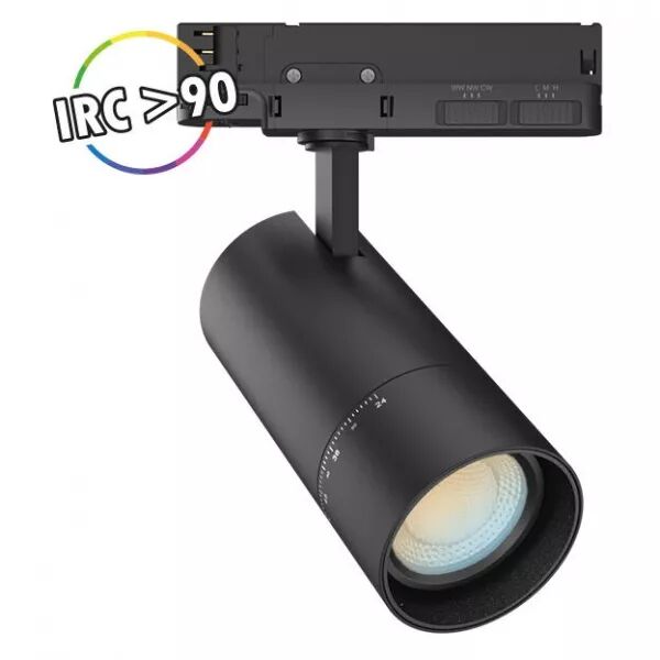 MIIDEX - FOCUS SLIM II SPOT SUR RAIL NOIR 20W/15W/10W 3CCT IP20 ANGLE AJUS 3ANS (100394)