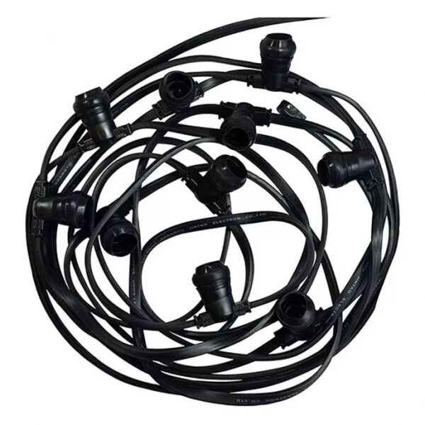 MIIDEX - GUIRLANDE FORAINE CABLE PLAT NOIR 10M 20 DOUILLES B22 (51022)