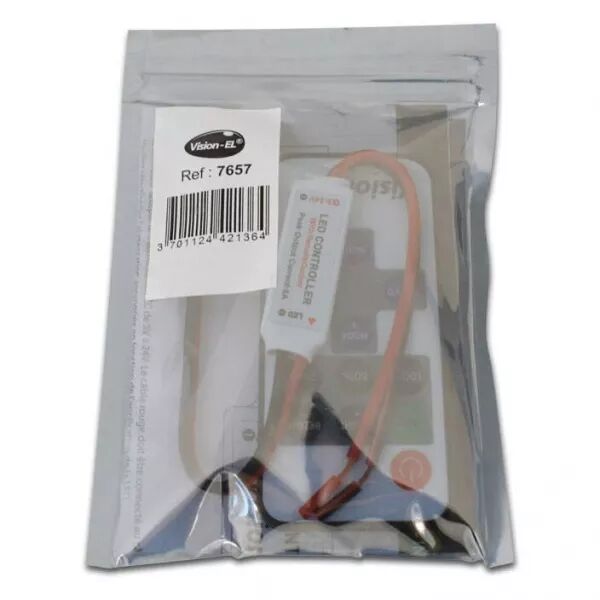 MIIDEX - MINI CONTROLEUR BANDEAU MONOCHROME 12/24V DIM + TELECOMMANDE RF (7657)