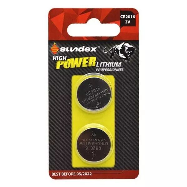 MIIDEX - PILES CR 2016 3V LITHIUM PACK DE 2 SUNDEX 40-240 (X1) (4143)