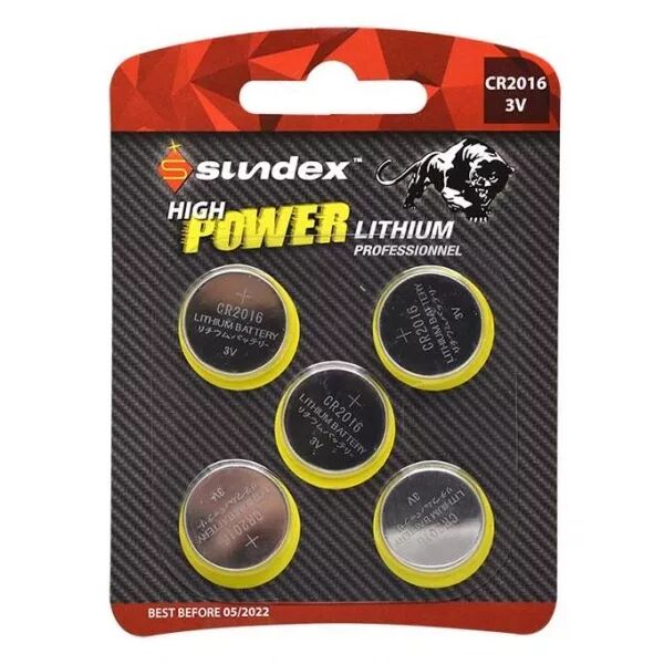 MIIDEX - PILES CR 2016 3V LITHIUM PACK DE 5 SUNDEX 40-240 (X1) (4132)