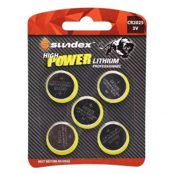 MIIDEX - PILES CR 2025 3V LITHIUM PACK DE 5 SUNDEX 40-240 (X 1) (4131)