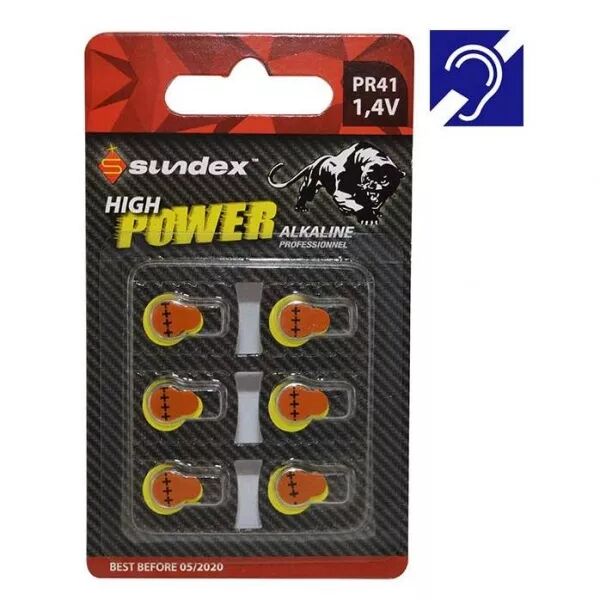 MIIDEX - PILES PR41 PACK X 6 1,4V SUPER ALCALINE AUDITIF SUNDEX 10-120 (X1) (4120)