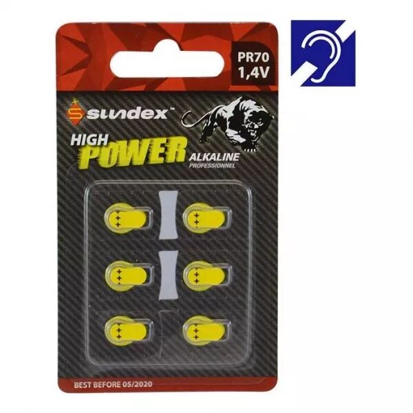 MIIDEX - PILESPR701,4V PACK X 6 SUPER ALCALINE SUNDEX APPAREIL AUDITIF 10-120 (4123)