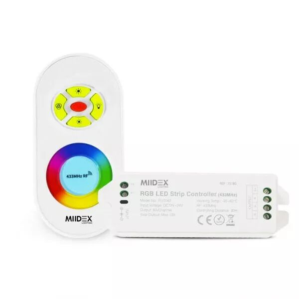 MIIDEX - TELECOMMANDE 20M RF + CONTROLEUR RGB 216W 12V/24V DC (75180)