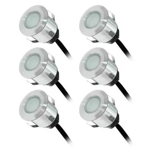 MIIDEX - TERRASSO KIT SPOT 6 X 0,6W 12V ROUGE ROND IP67 + ALIM (70755)